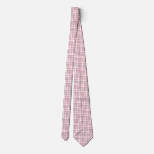 Roze en Grijs Retro Plaid Design Stropdas (Achterkant)