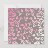 Roze en grijs Roos Petal Sweet 16 Birthday Invite Kaart (Achterkant)