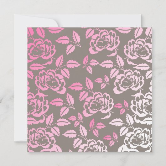 Roze en grijs Roos Petal Sweet 16 Birthday Invite Kaart (Achterkant)