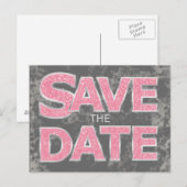 Roze en grijs Save the Date Briefkaarten (Voorkant / Achterkant)