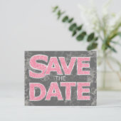 Roze en grijs Save the Date Briefkaarten (Staand voorkant)