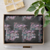 Roze en grijs spookhuis patroon Halloween Tissuepapier (Geschenk)