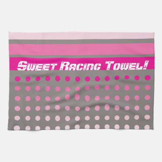 Roze en grijs theedoek (Horizontaal)