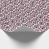 Roze en Grijs Unieke Tegelmedaillon Plaid Cadeaupapier (Hoek)