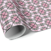 Roze en Grijs Unieke Tegelmedaillon Plaid Cadeaupapier (Rol Hoek)