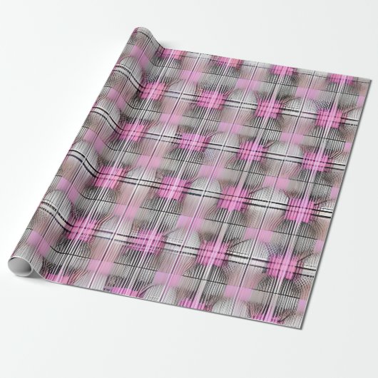 Roze en Grijs Unique Plaid Cadeaupapier (Uitgerold)