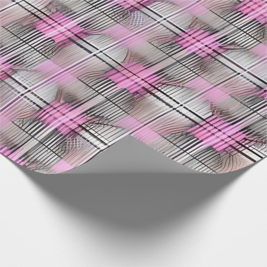  Roze en Grijs Unique Plaid Cadeaupapier (Hoek)