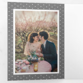 Roze en Grijs Waterverf Bloemen Foto Bruiloft Drieluik Uitnodiging (Binnenzijde eerst)