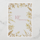 Roze en grijs Wildflower Jubileum Folie Uitnodiging (Achterkant)