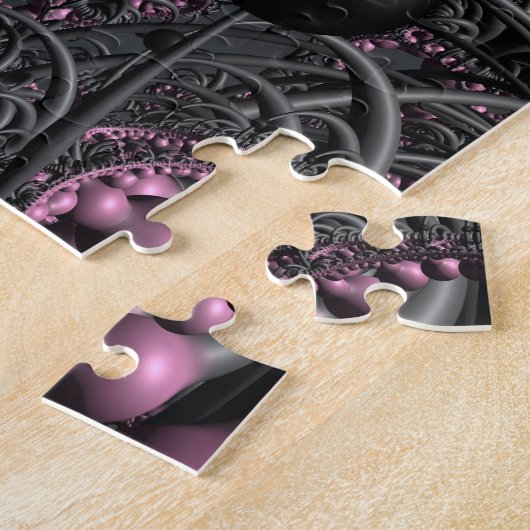 Roze en grijze 3D Fractal Legpuzzel (Zijkant)