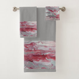 Roze en grijze abstracte badhanddoekenset bad handdoek