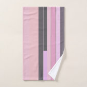 Roze en grijze abstracte strepen bad handdoek (Handdoek)