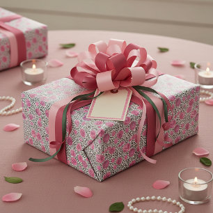 Roze en grijze aquarel bloempatroon cadeaupapier