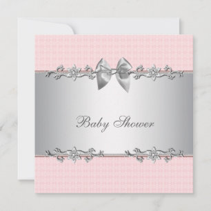 Roze en grijze Baby Girl Shower Kaart