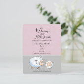 Roze en Grijze Baby Meisje Douche Uitnodigingen (Staand voorkant)