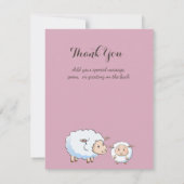 Roze en Grijze Baby Meisje Douche Uitnodigingen (Achterkant)