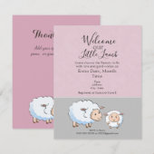 Roze en Grijze Baby Meisje Douche Uitnodigingen (Voorkant / Achterkant)