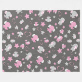 Roze en grijze Baby olifant patroon Print Fleece Deken (Voorkant (Horizontaal))