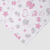 Roze en grijze Baby olifant patroon Print Tissuepapier (Detail)