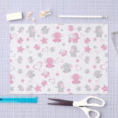 Roze en grijze Baby olifant patroon Print Tissuepapier (Craft)