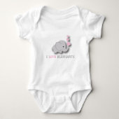 Roze en grijze Baby olifant Romper (Voorkant)