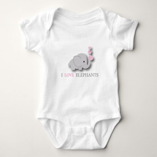 Roze en grijze Baby olifant Romper (Voorkant)