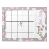 Roze en grijze Baby | Shower Bingo Notitieblok (Voorkant)