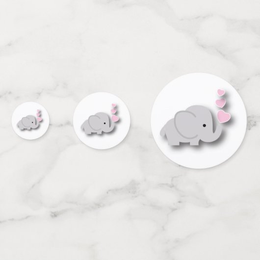 Roze en grijze 🐘 | BABY SHOWER Confetti (Voorkanten)