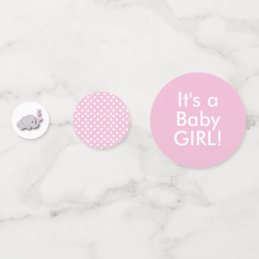 Roze en grijze 🐘 | BABY SHOWER Confetti (Achterkanten)