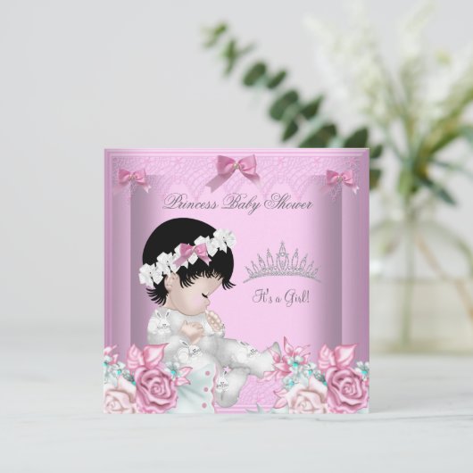 Roze en grijze Baby shower Kaart (Staand voorkant)