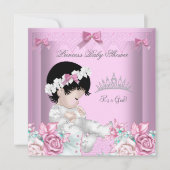 Roze en grijze Baby shower Kaart (Voorkant)