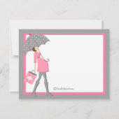 Roze en grijze Baby shower Kaart (Achterkant)