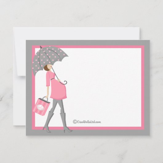 Roze en grijze Baby shower Kaart (Achterkant)