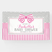 Roze en grijze Baby shower partijbanner Spandoek (Horizontaal)