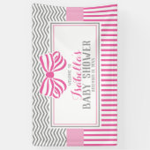 Roze en grijze Baby shower partijbanner Spandoek (Verticaal)