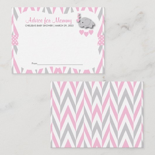 Roze en grijze Baby shower Sm - Advies (Voorkant / Achterkant)