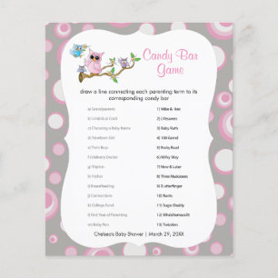 Roze en grijze Baby   Shower Snoep Bar Game Flyer