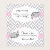 Roze en grijze Baby shower | Snoep Toppers Visitekaartje (Buitenkant ongevouwen)