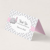 Roze en grijze Baby shower | Snoep Toppers Visitekaartje (Achterkant)