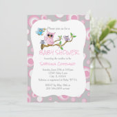 Roze en grijze Baby | Shower Theme Kaart (Staand voorkant)