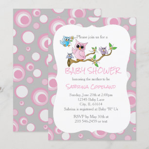 Roze en grijze Baby   Shower Theme Kaart
