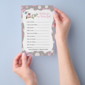 Roze en grijze Baby | Shower Wishes Game Flyer (Hand)