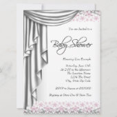 Roze en grijze  babymeisjesdouche kaart (Achterkant)