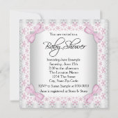 Roze en grijze  babymeisjesdouche kaart (Achterkant)