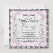 Roze en grijze babymeisjesdouche kaart (Achterkant)