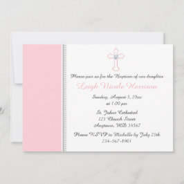 Roze en grijze baby's Baptisme Christening Kaart