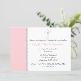 Roze en grijze baby's Baptisme Christening Kaart