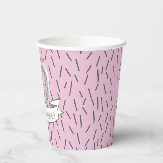 Roze en Grijze Ballon Meisjes 10e Verjaardagsfeest Papieren Bekers (Links)