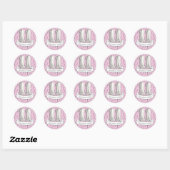 Roze en Grijze Ballon Meisjes 11e Verjaardagsfeest Ronde Sticker (Vel)