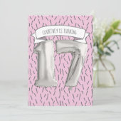 Roze en Grijze Ballon Meisjes 17e Verjaardagsfeest Kaart (Staand voorkant)